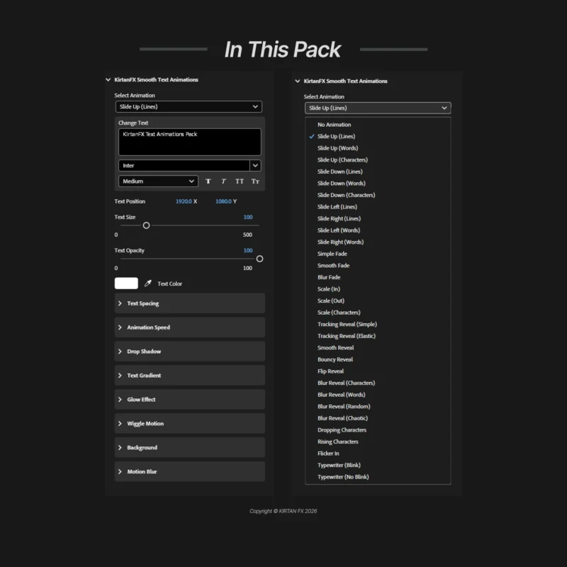 Text animation presets pack